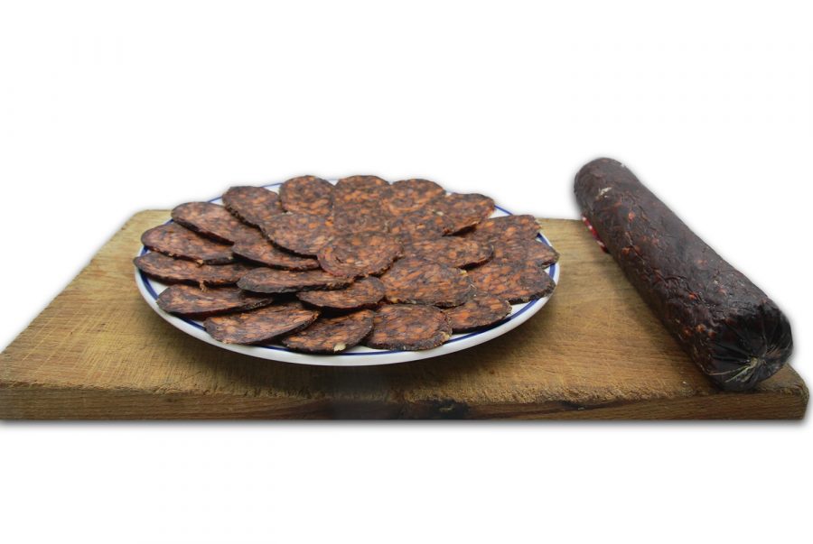 Morcilla Ibérica sobre tabla jamonera - Jamones y Embutidos el Rubio